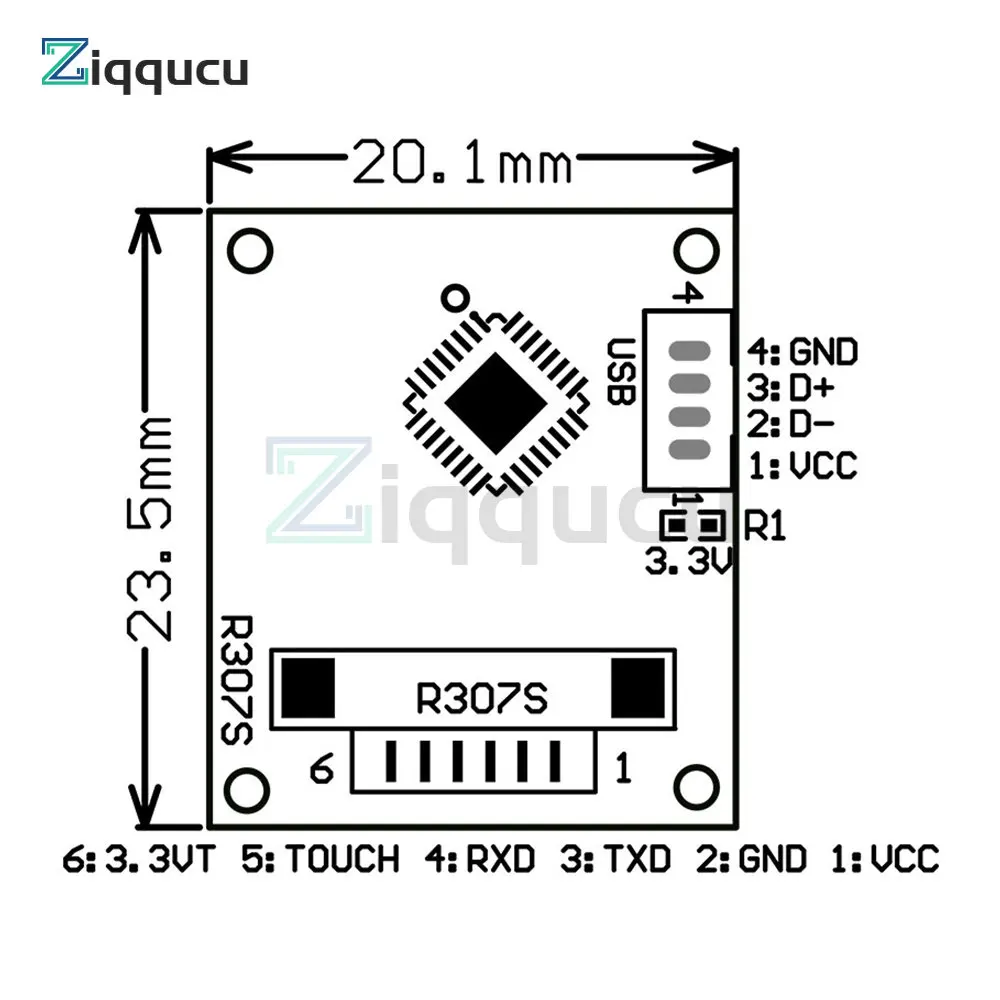 R307 Optical fingerprint reader module sensor R307-S fingerprint identification module 1000 fingerprint identification modules