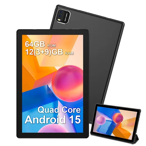 Imagen 2 del producto Tableta BAKEN Android 15, 10 pulgadas, 12 (3+9) GB RAM + 64 GB ROM, cuatro núcleos, batería de 6000 mAh, incluye una funda protectora gratis