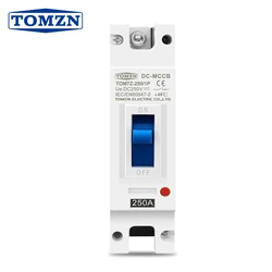 TOMZN 1P DC 250V DC Solar Molded Case Circuit Breaker MCCB Overload Protection Switch Protector for Solar Photovoltaic PV
