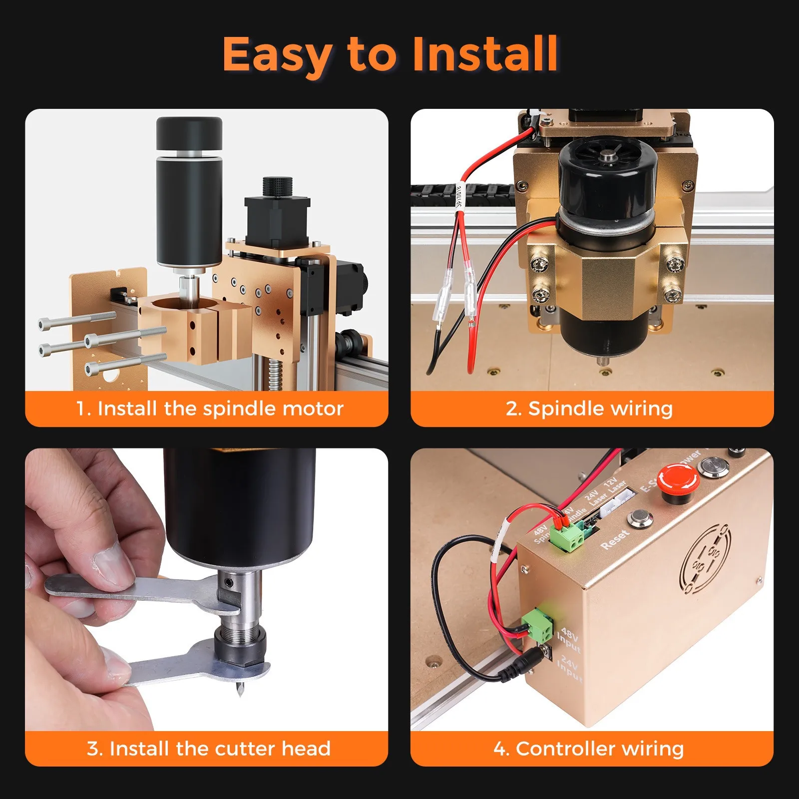 48V DC 500W Spindle Motor Kit 12000 RPM High Speed ​​Power Supply CNC Engraving Machine Modification Accessories