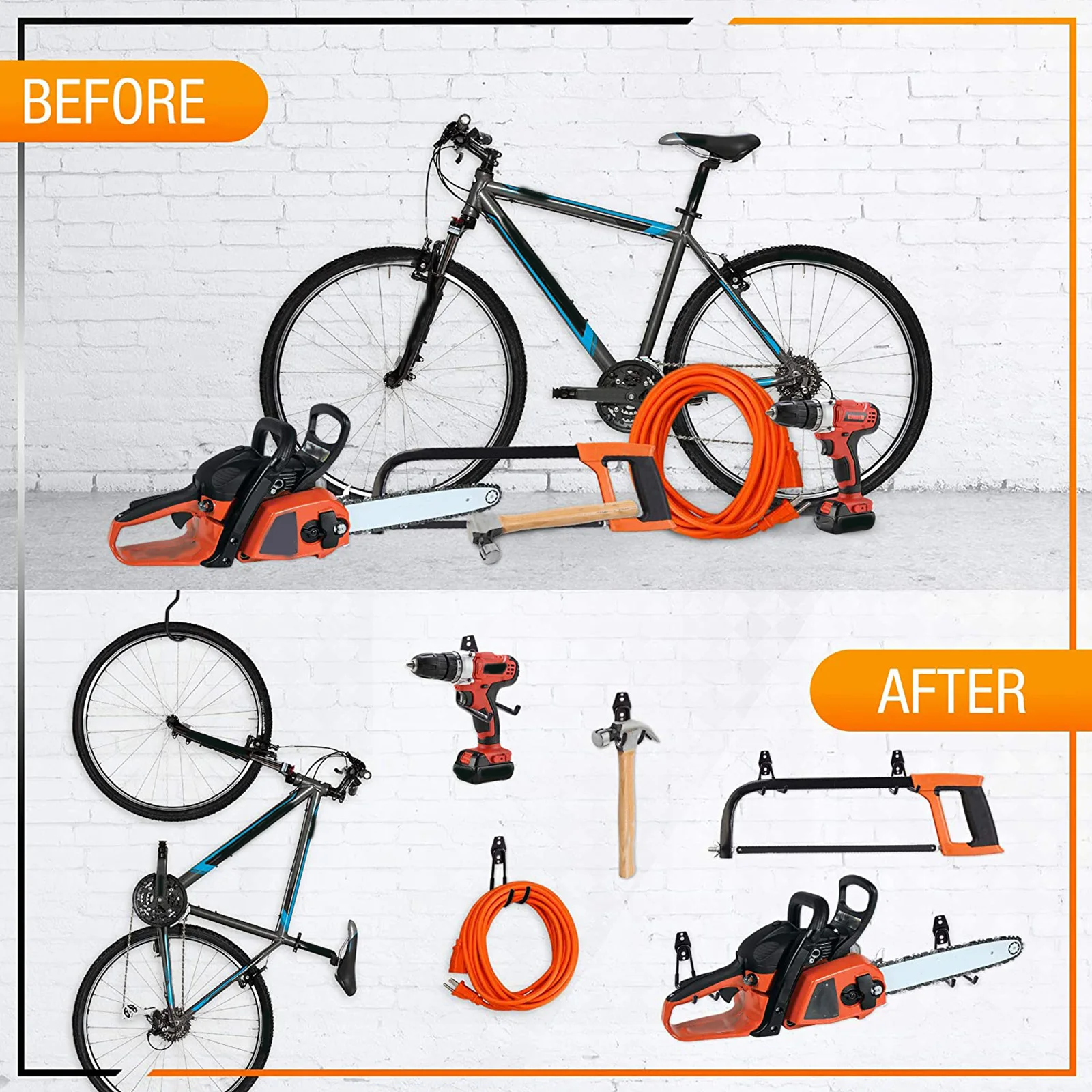 

2 Pcs Metal Tool Hook Garage Hooks Heavy Duty for Hanging Wall Organizer Utility Hangers Storage