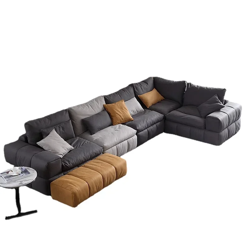 

~Nordic Fabric Sofa Combination Modern Three-Person Four-Seat Faux Leather Latex Sofa Set Living Room Furniture