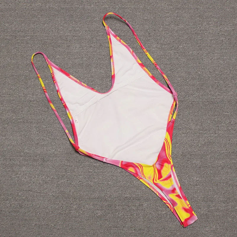 Bikini Comercio exterior Nuevo Bikini Sexy Color neón Retoque Espalda descubierta Traje de baño de una pieza para mujer Cw70195