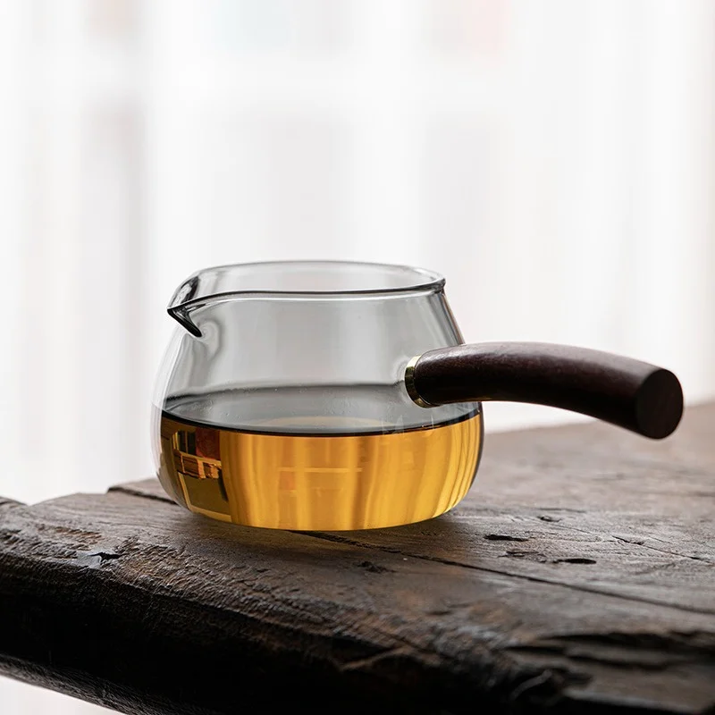 Creative Crank Side Wooden Handle Glass Tea Dispenser Fair Cup With Filter  Heat Resistant Kungfu Tea Set Teapot Tea Maker