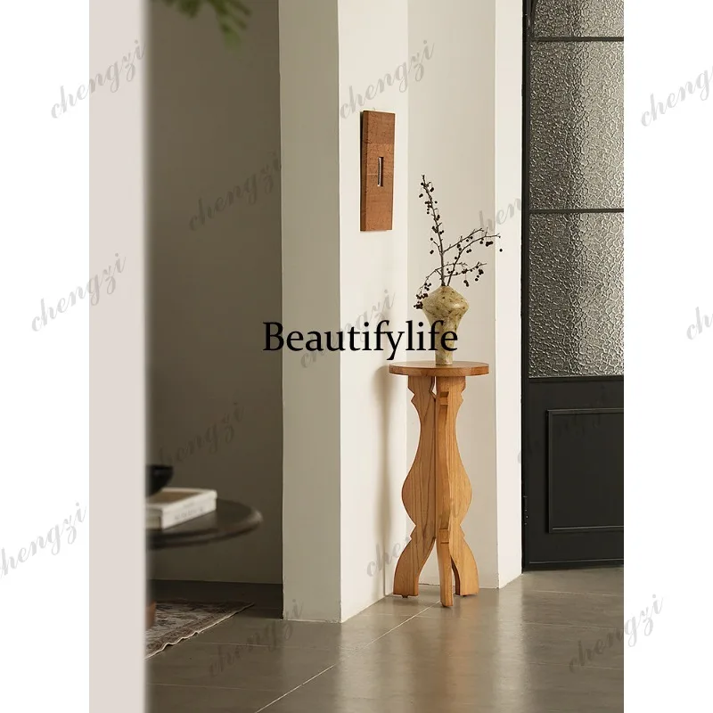 Used Tripod Flower Stand Solid Wood Base Storage Rack Floor-standing French Flower Table Decorative Ornament