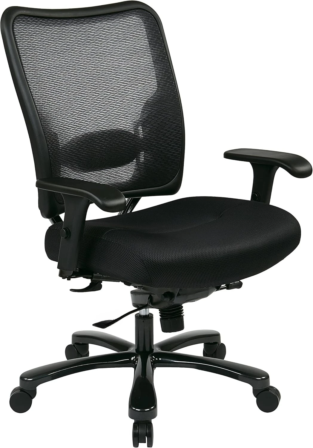 Space Seating 75 Series Air Grid Big and Tall Deluxe Ergonomic Office Chair with Thick Padded Seat and 400 lb. Limit, Black