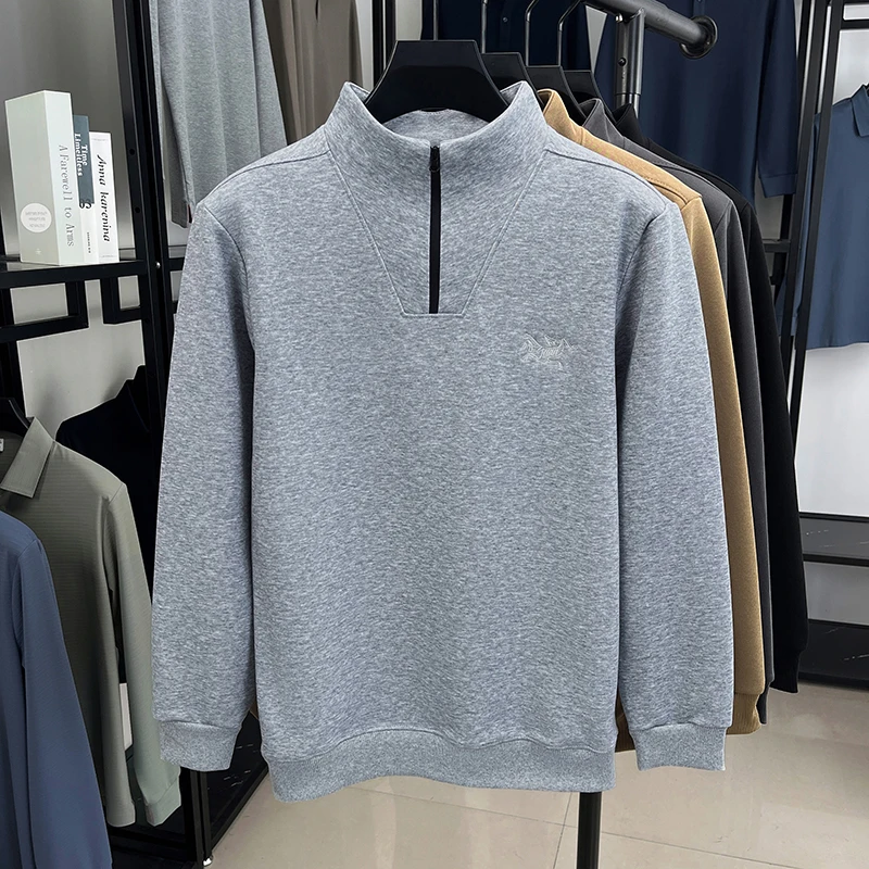 سترة رجالية عصرية وعصرية بياقة واقفة، تي شيرت دافئ بأكمام طويلة مناسب للشباب ومتوسطي العمر