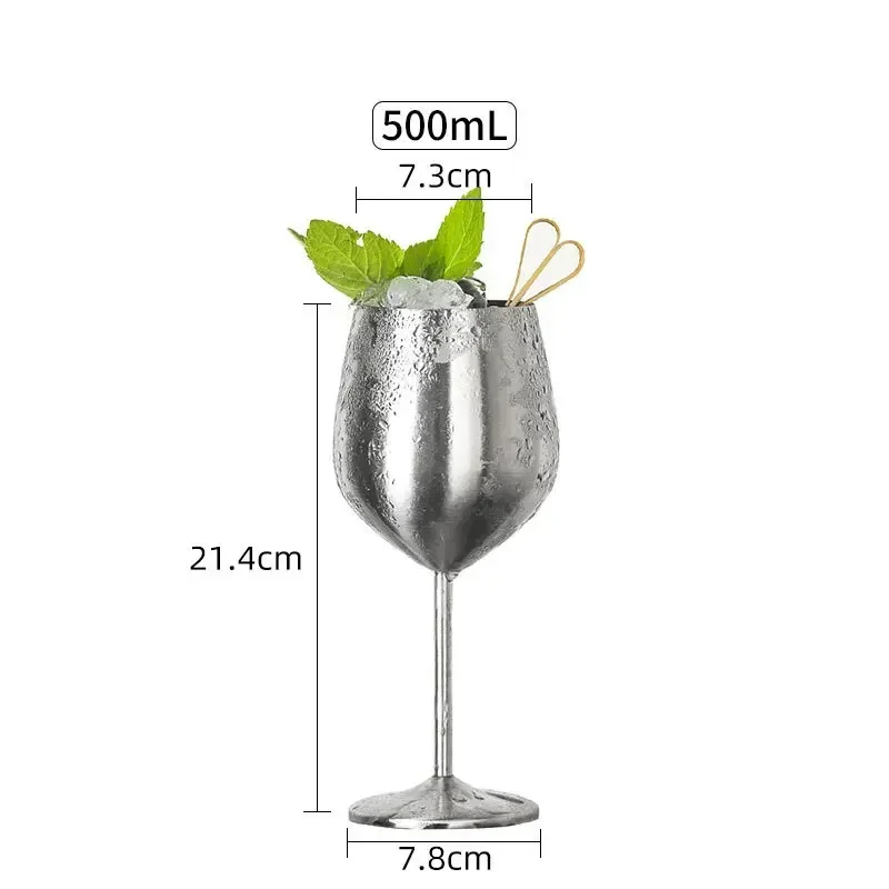 2Pcs Wine Glasses Stainless Steel Metal Wineglass Bar Wine Glass Champagne Cocktail Drinking Cup Charms Party Supplies