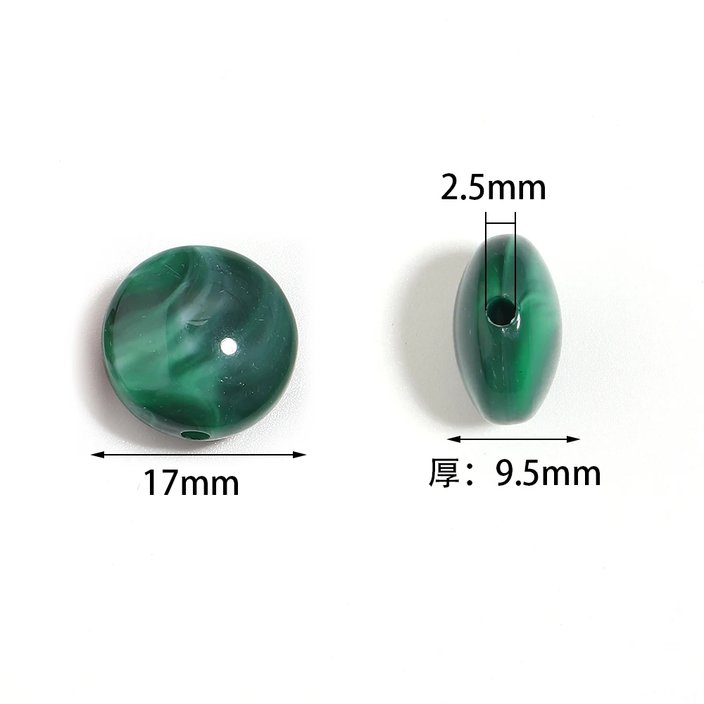 10pcs 17mm Flat Round Acrylic Beads Vintage Loose Spacer Beads For Jewelry Making DIY Handmade Bracelet Necklace Accessories
