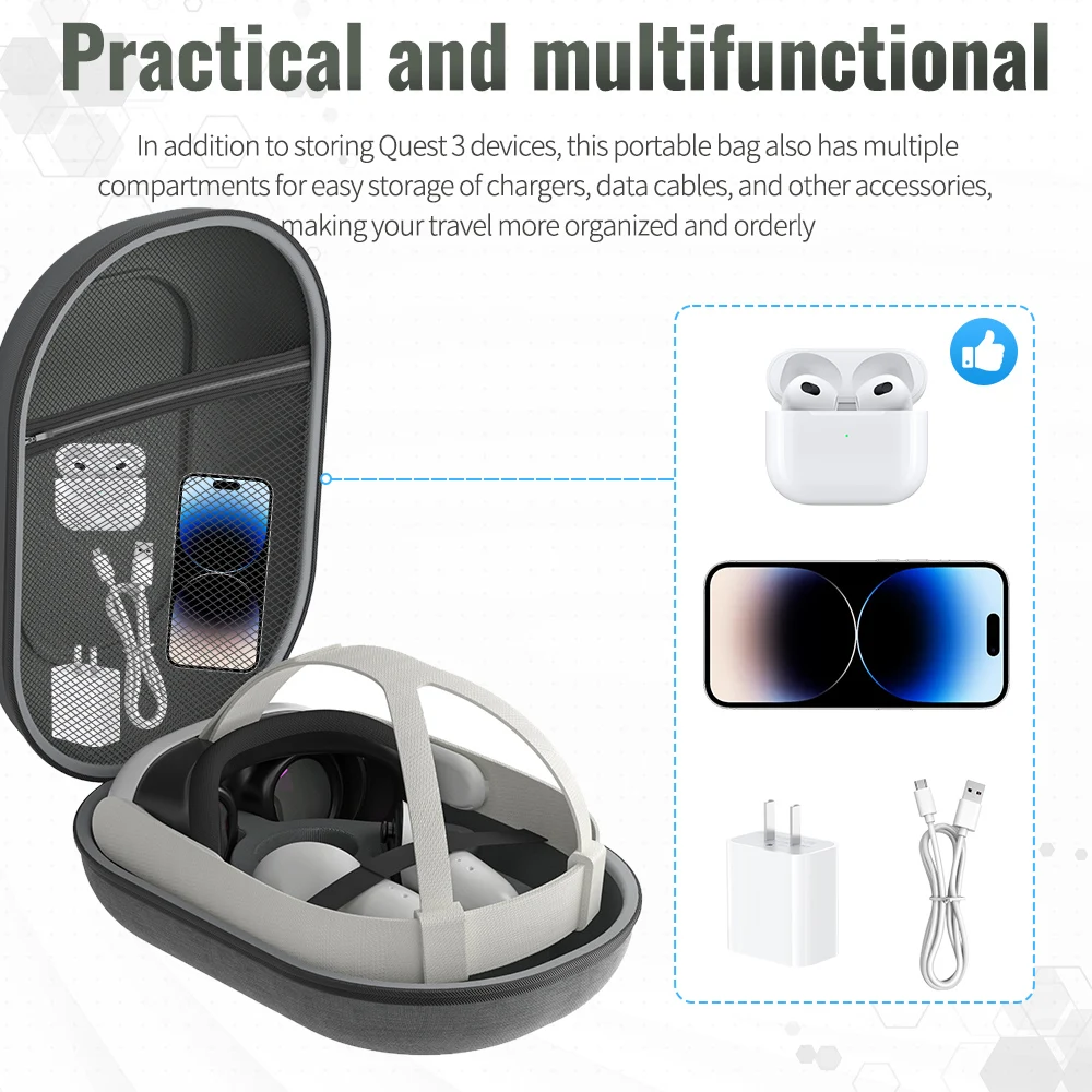 For Vision Pro/Meta Quest 3 portable storage bag Quest 3 portable EVA protective bag