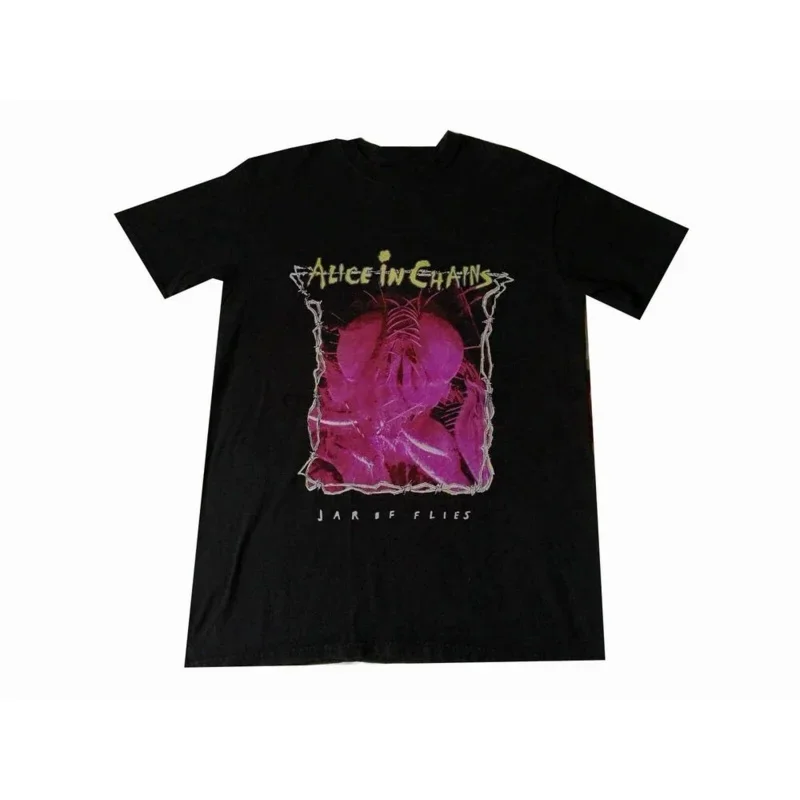 

Летняя рубашка, модель F2371, черная футболка с рисунком Alice In цепи, банки мух, концерт, футболка с рисунком, футболки для мужчин, с круглым вырезом, новинка 2024