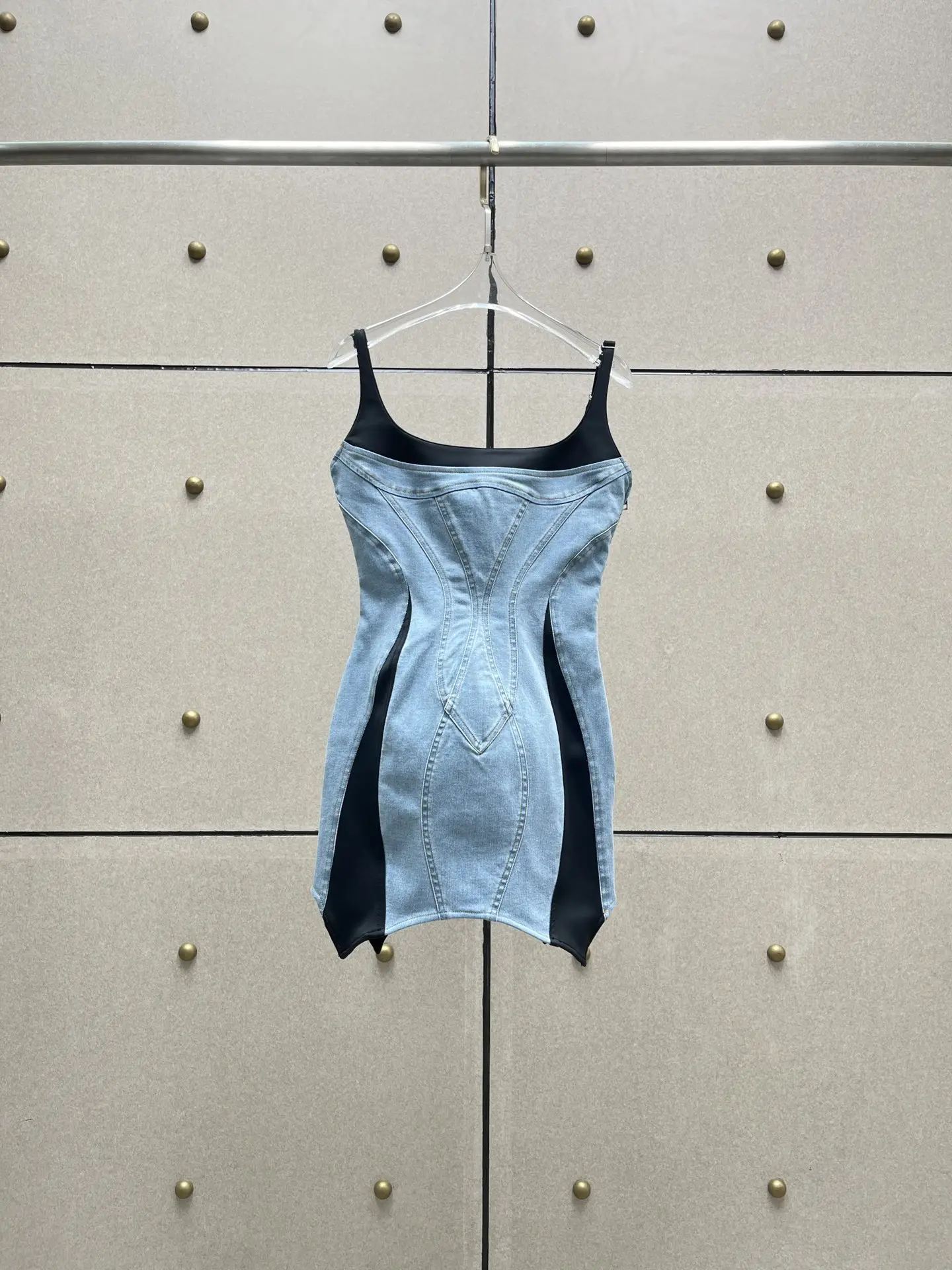 

Slim package hip corset style Long dresses chic sexy denim splicing sleeveless halter women's dresses 2024 summer new