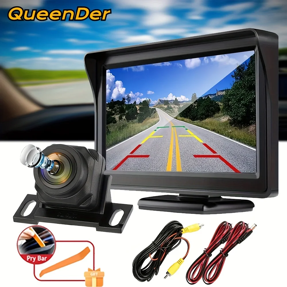 QueenDer 10.92cm Car Backup Camera Kit with Night Vision - Easy Install, No Battery Required