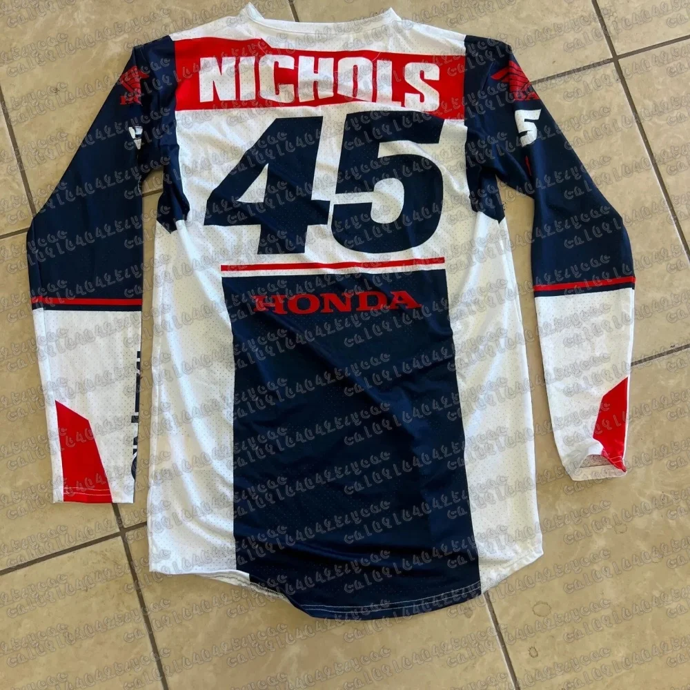

2025 Honda Off-road Motorcycle Jersey Mountain #45 NICHOLS Vintage Long Sleeved T-Shirt Daily Quick Drying Breathable Clothing