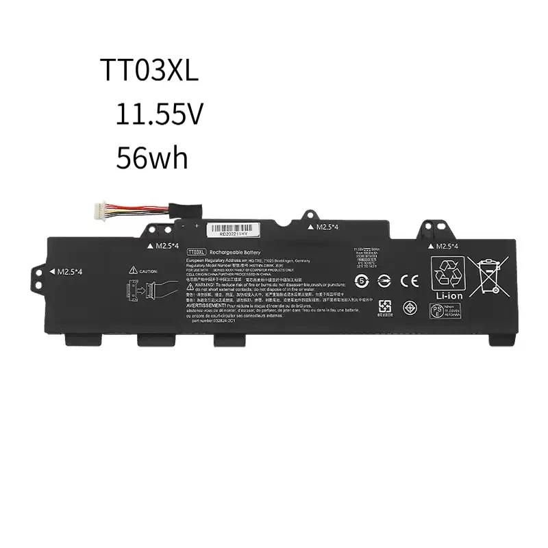 

Аккумулятор для ноутбука TT03XL для HP EliteBook HSTNN-UB7T HSTNN-LB8H DB8K 850 G5 G6 ZBook 15U G5 G6 932824-2C1 933322-855 11.55V 56WH