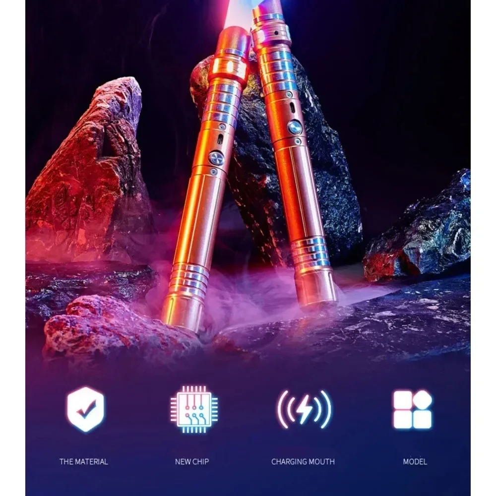 

B2 in 1 Upgraded Gravity Sensing Lightsaber 7-color Metal Laser Sword Rechargeable Party Glow Light Up Wand