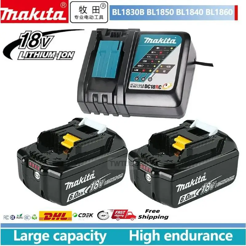 Makita Battery 18V original 6.0Ah/5.0Ah capacity, suitable for Makita 18V power tools to replace lithium batteries