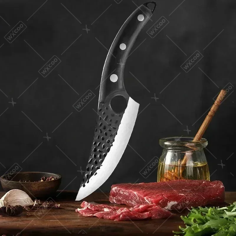WXCOO Многофункциональные ножи шеф-повара Кухонный нож из нержавеющей стали с кованым покрытием Острый нож для измельчения обвалки Нож мясника
