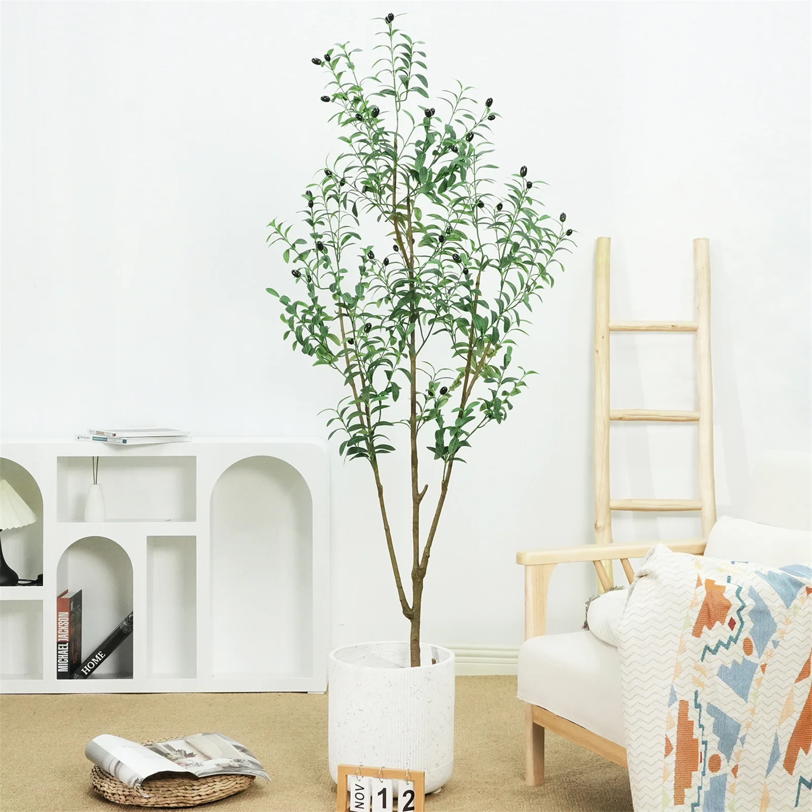 

5.9 FT High Artificial Olive Tree, Indoor Artificial Plants Large Olive Tree, Potted Olive Silk Tree For Living Room Bedroom