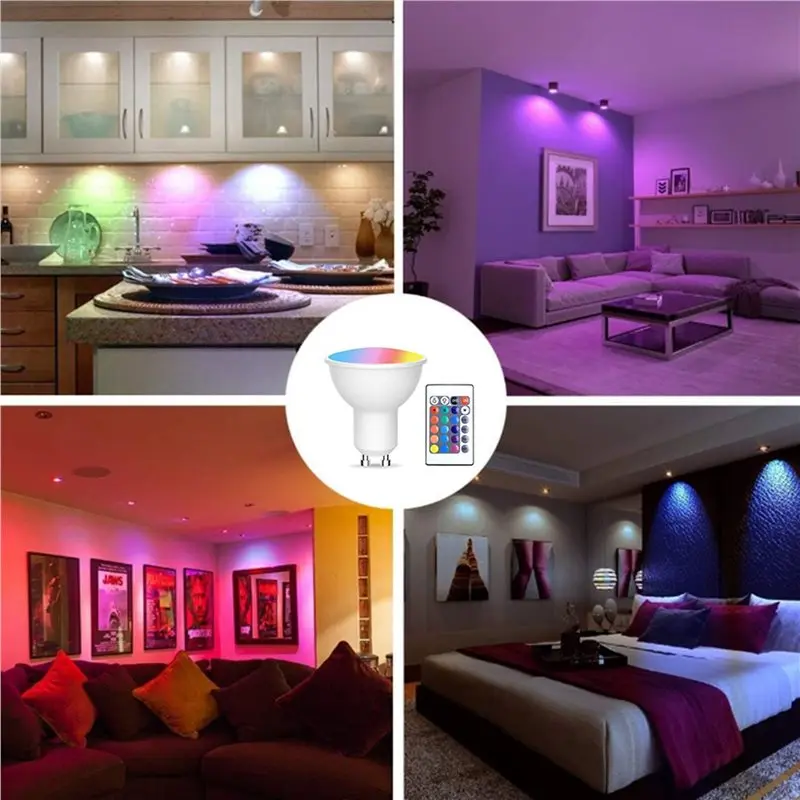B-Est 12Pcs Gu10 Bulbs And 3Remote Control With Memory Function 17Colors Changeable Spot Ligh 4Dynamic Lighting Modes