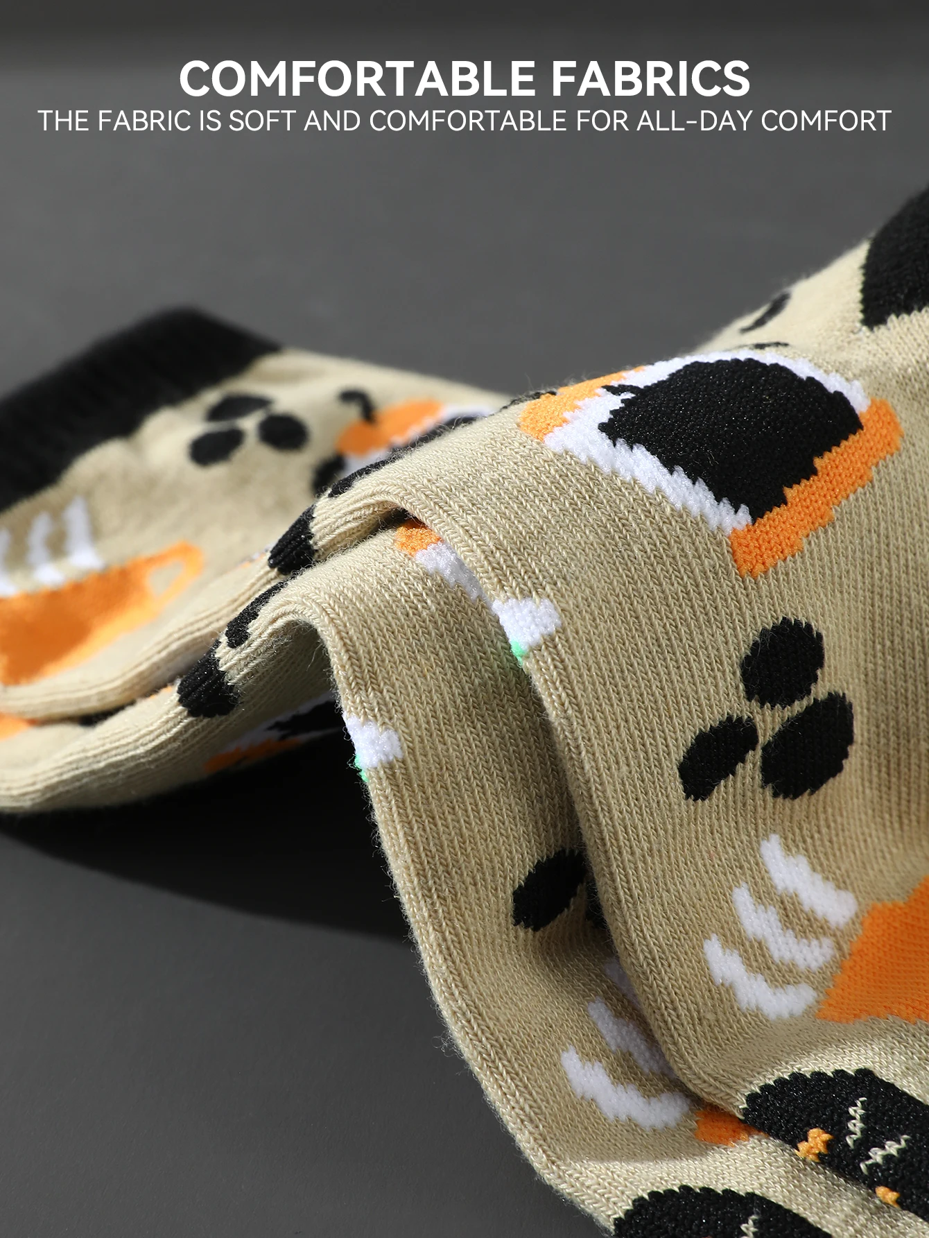 A pair of unique coffee personalized patterns for men and women, gift socks for friends on Halloween, seasonal styles