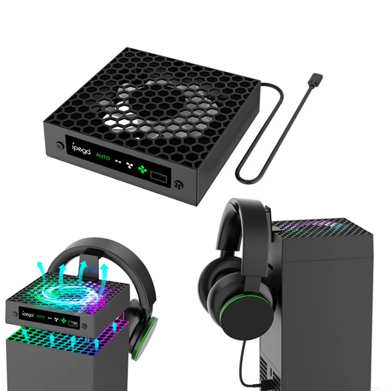 Ipega para la serie X ventilador con control de temperatura consola de juegos ventilador de refrigeración auriculares almacenamiento colgante soporte multifunción
