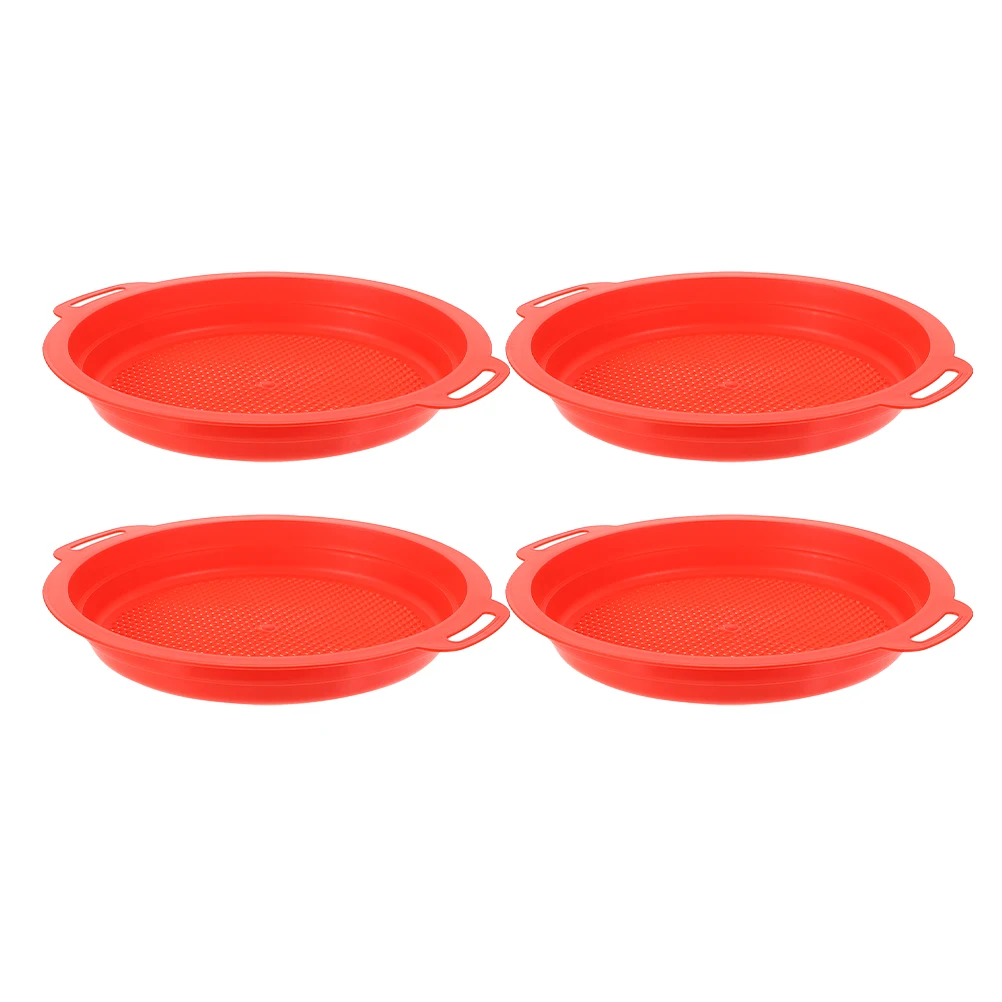 4 PCS Children's Beach Screen Outdoor Toys Sand Sifters Sieve Hourglass Red Plastic