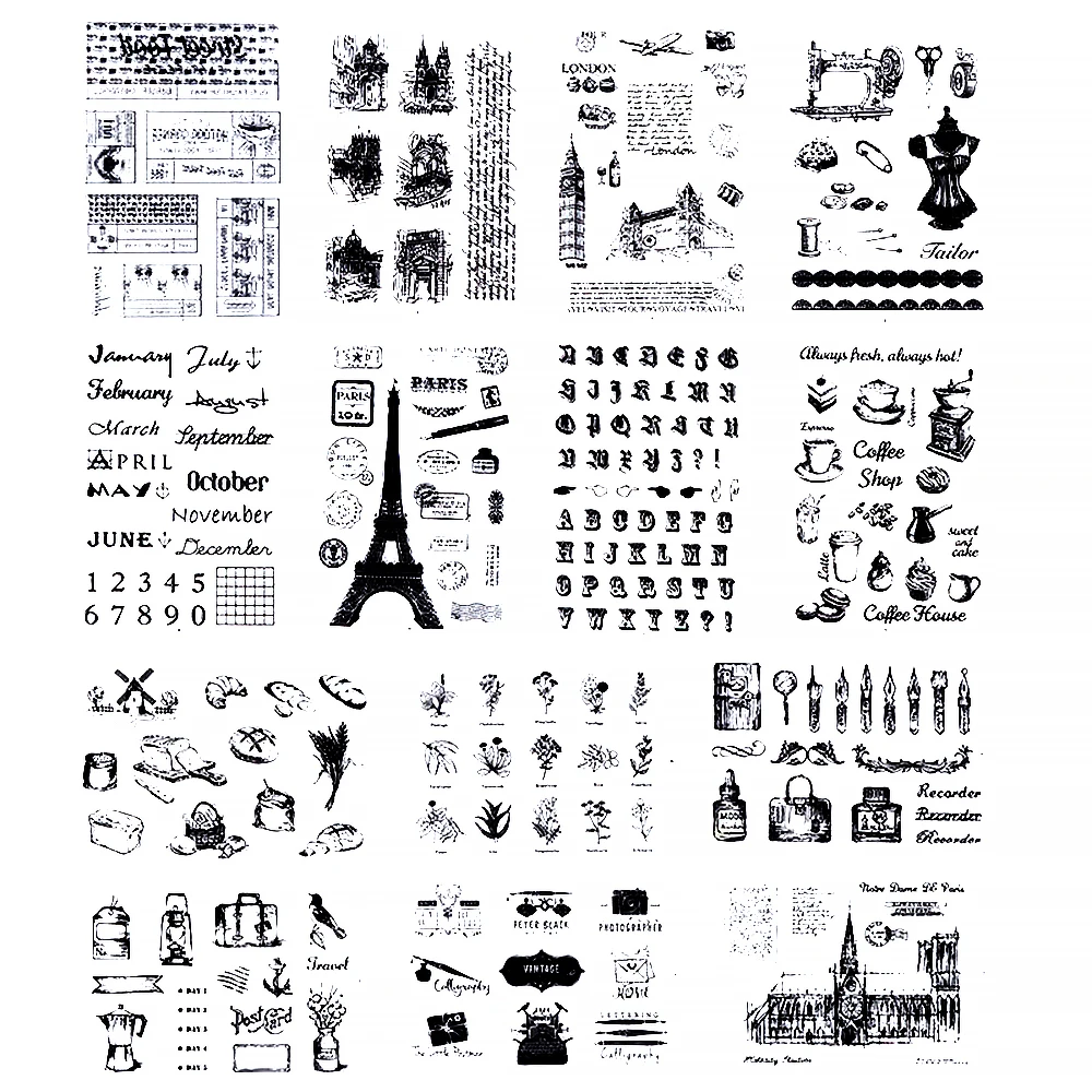 

Journamm Cute Vintage Stamp DIY Seals Clear Rubber Stamps for Stamping Scrapbooking Decoration Junk Journal Supplies Stationery