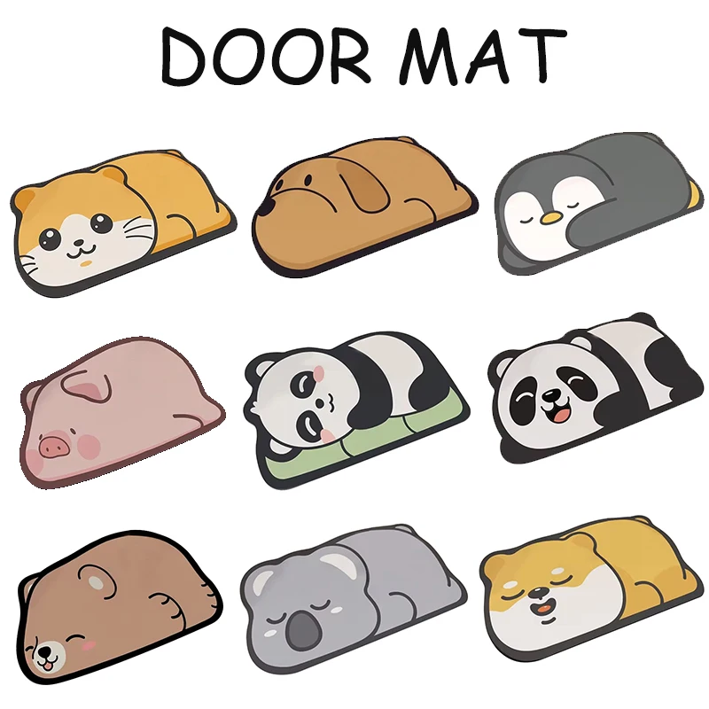 

Cartoon Animal Mat Pig Panda Dog Koala Penguin Cat Diatom Non-Slip Absorbent Pad Quick-Drying Bath Floor Mat