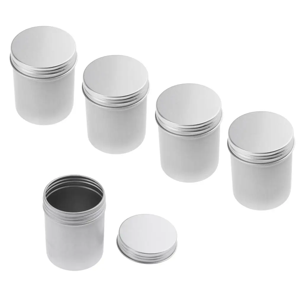 Multipurpose Aluminum Cosmetic Jars Silver Empty Tins Cream Makeup Pot Containers with Lid for Hair Wax Balms Travel Use