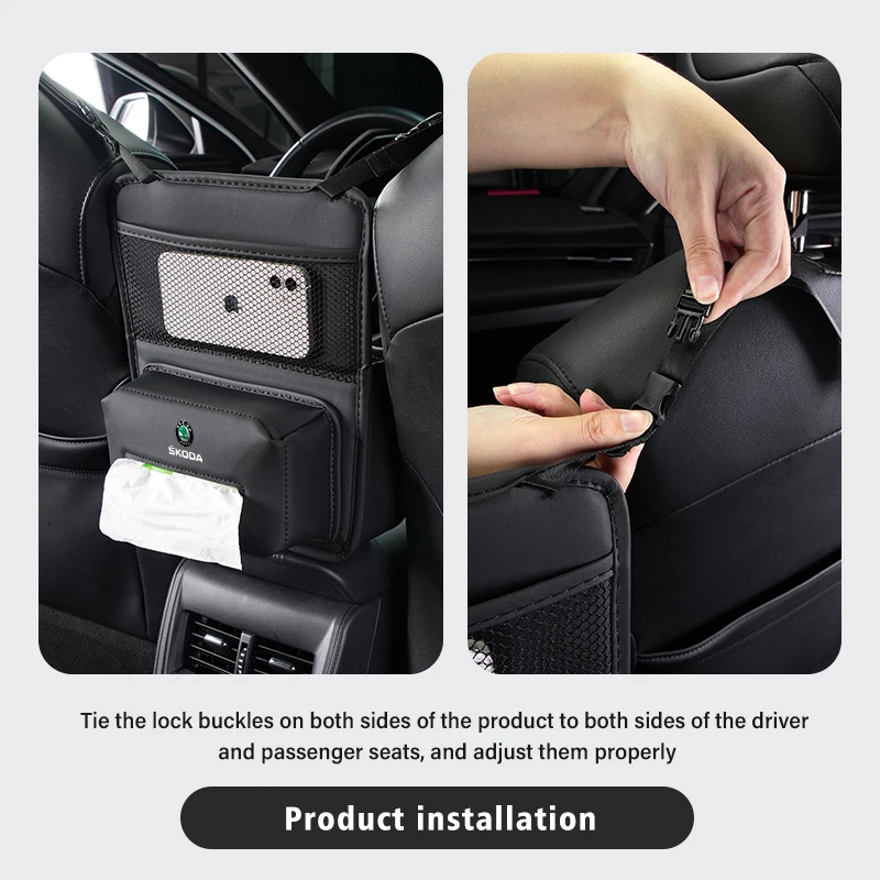 Car Seat Storage Bag Hanging Pocket Organizer Stowing Tidying For Skoda Rapid Kodiaq Karoq Fabia Kamiq MK3 Roomster Enyaq