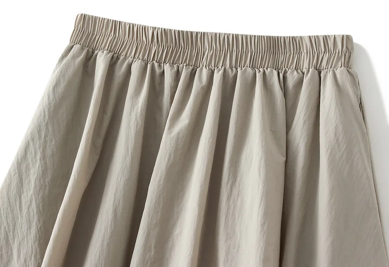 Women's Balloon Long Skirts Street Style Solid High Elastic Waist Flowy Loose Cargo Skirts for Grunge Aesthetic Women Clothes