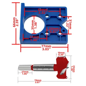 Hidden hunger boring jig, 35mm, installation tool, drilling, carpentry guide, wood, furniture, door, cabinets, ABS 7 Main Sales GABARITO 35mm - №7