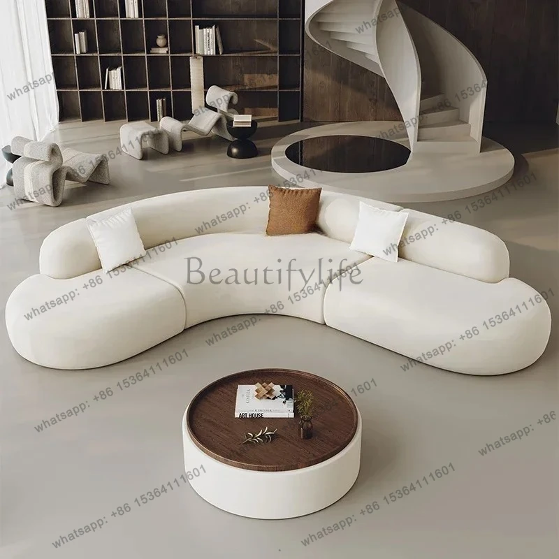 L-shaped corner curved special-shaped sofa small apartment beauty salon hotel office lobby lounge area reception