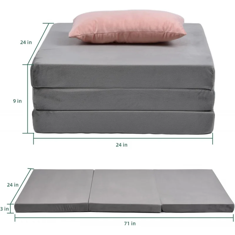 مرتبة تخييم من إسفنج الذاكرة قابلة للطي وسرير مقاوم للماء مع غطاء غبار وسادة نوم محمولة للسفر في خيمة الشاحنة #6