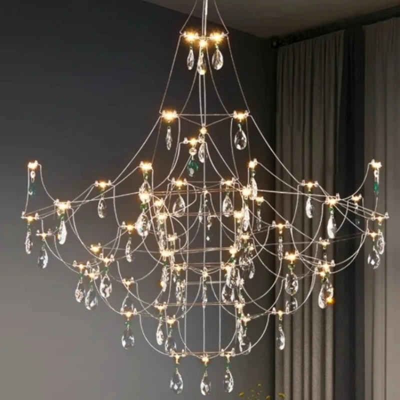 Modern Starry Sky Firefly Lamp Villa Duplex Staircase Dining Room Living Room Crystal Home Lighting Fixtures