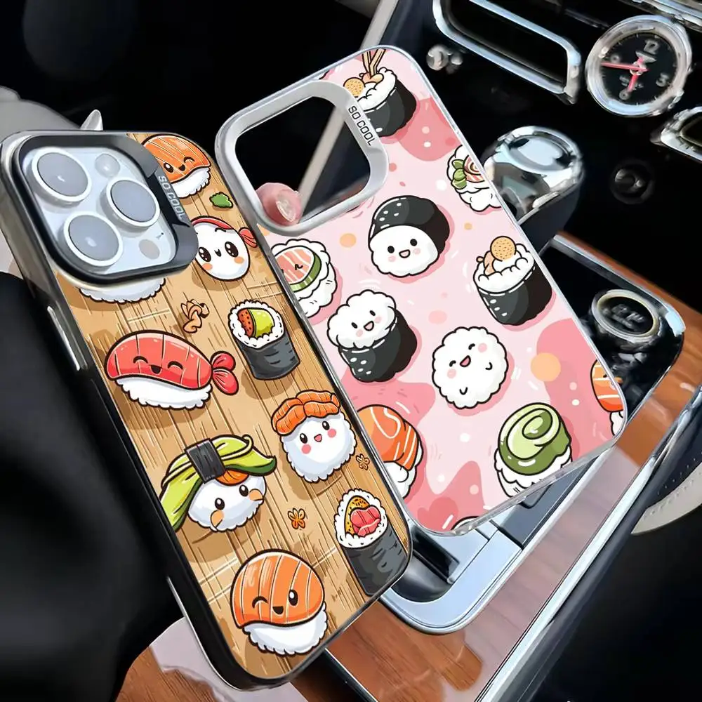 

Kawaii Sushi Party Phone Case For iPhone 16,15,14,13,12,11,Mini,Pro,MAX Black Matte Shockproof Cover
