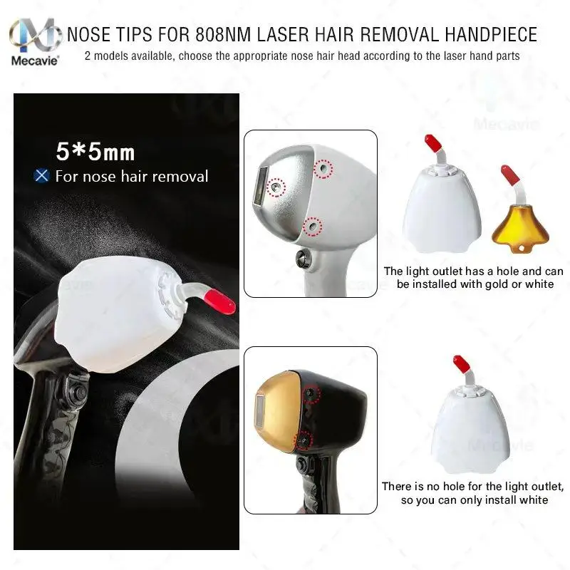 Professional Diode Laser & Picosecond Hair Removal Accessories Kit with Gold & White Removal Heads Handpiece Safety Goggles