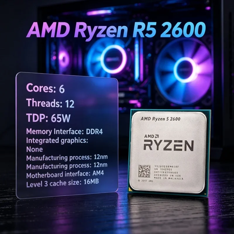 AMD Ryzen 5 2600 R5 2600 CPU Processor 6 Core 12 Thread 3.4GHz Turbo 3.9GHz 65W Socket AM4 Tested Working