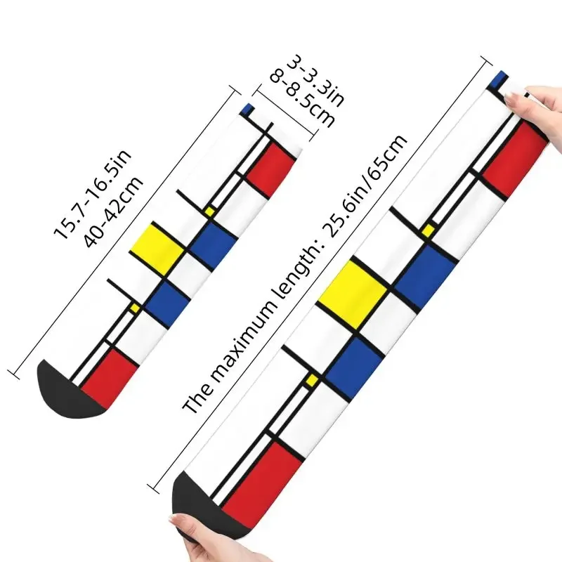 Piet Mondriaan Abstracte Kunst Mannen Mode Crew Sokken Unisex Minimalistisch De Stijl Geometrisch Patroon Lente Zomer Herfst Gekke Sokken