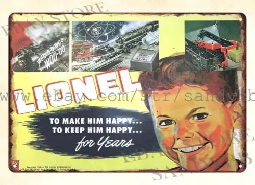 Lionel Train railroad railway hobby toy metal tin sign room metal art