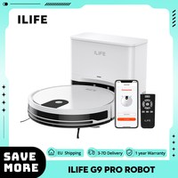 ILIFE G9 Pro Robot Vacuum Cleaner with Self-Emptying Station Gyroscope Navigation, 3000Pa Suction, 100min Runtime, 2.5L Dust Bag