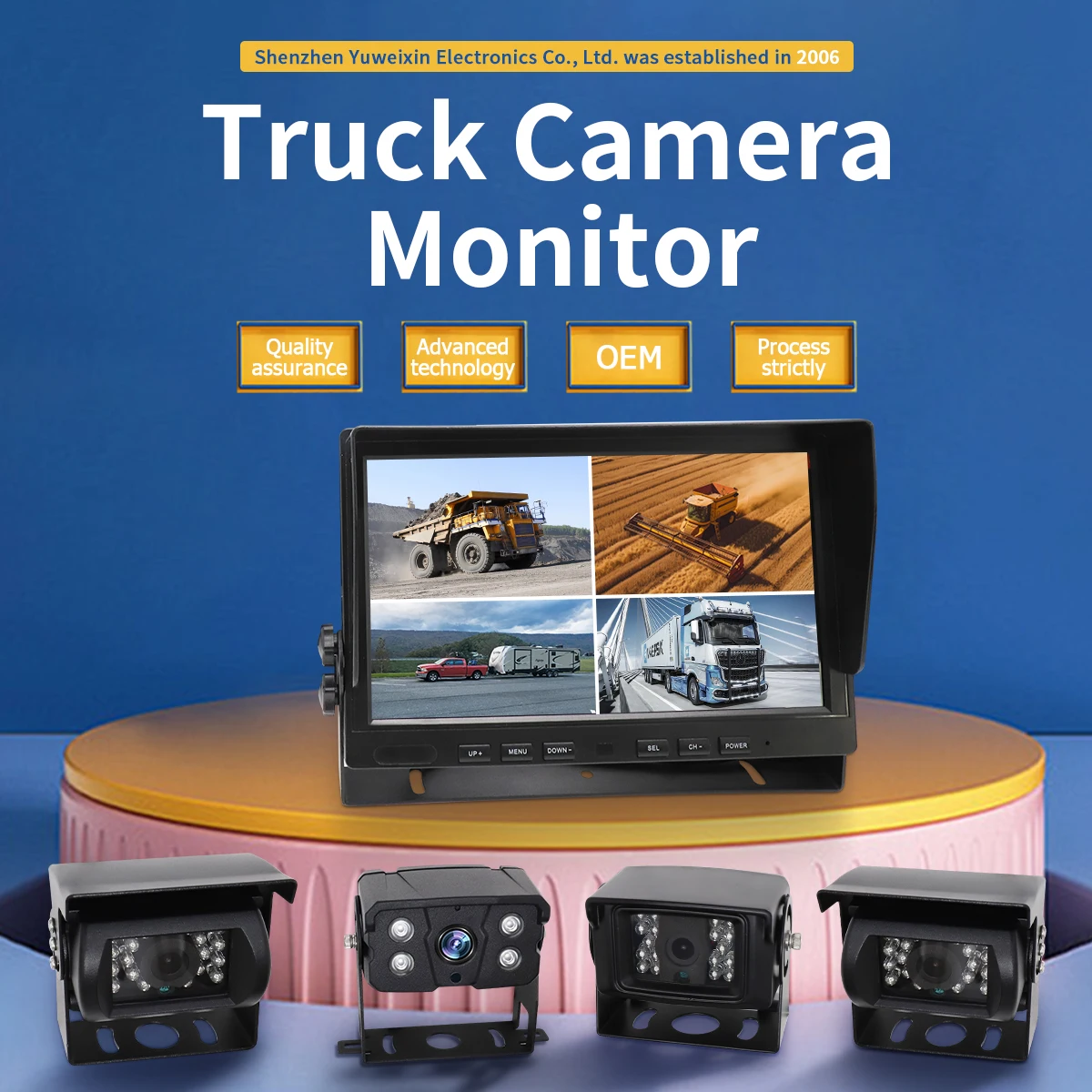 Monitor AHD IPS con schermo LCD per auto da 10,1 pollici con telecamera retromarcia Ahd 1080P per sistema di telecamere per semi-camion per auto