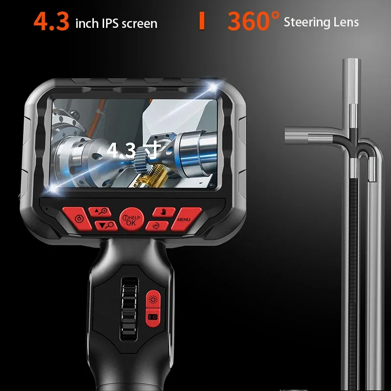 

4,3-дюймовый экран, вращение на 360 градусов, 3,9 мм, эндоскоп с одной линзой, HD-камера, автомобильный двигатель, промышленный трубопровод, бороскоп