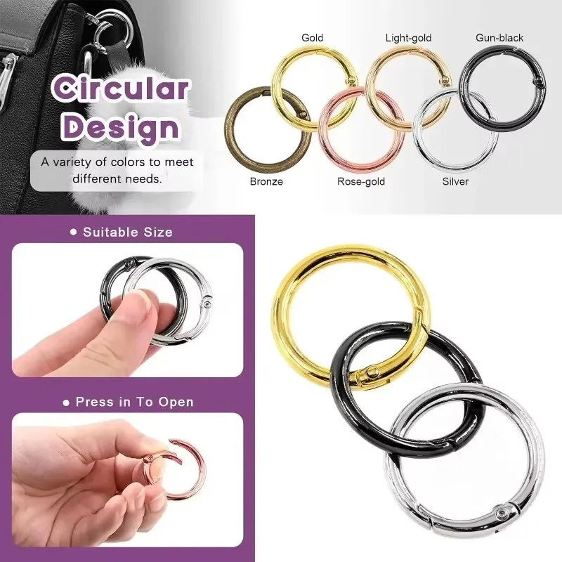 30/10pcs Metal O Ring Spring Clasps for DIY Jewelry Openable Round Carabiner Keychain Bag Clips Hook Dog Chain Buckles Connector