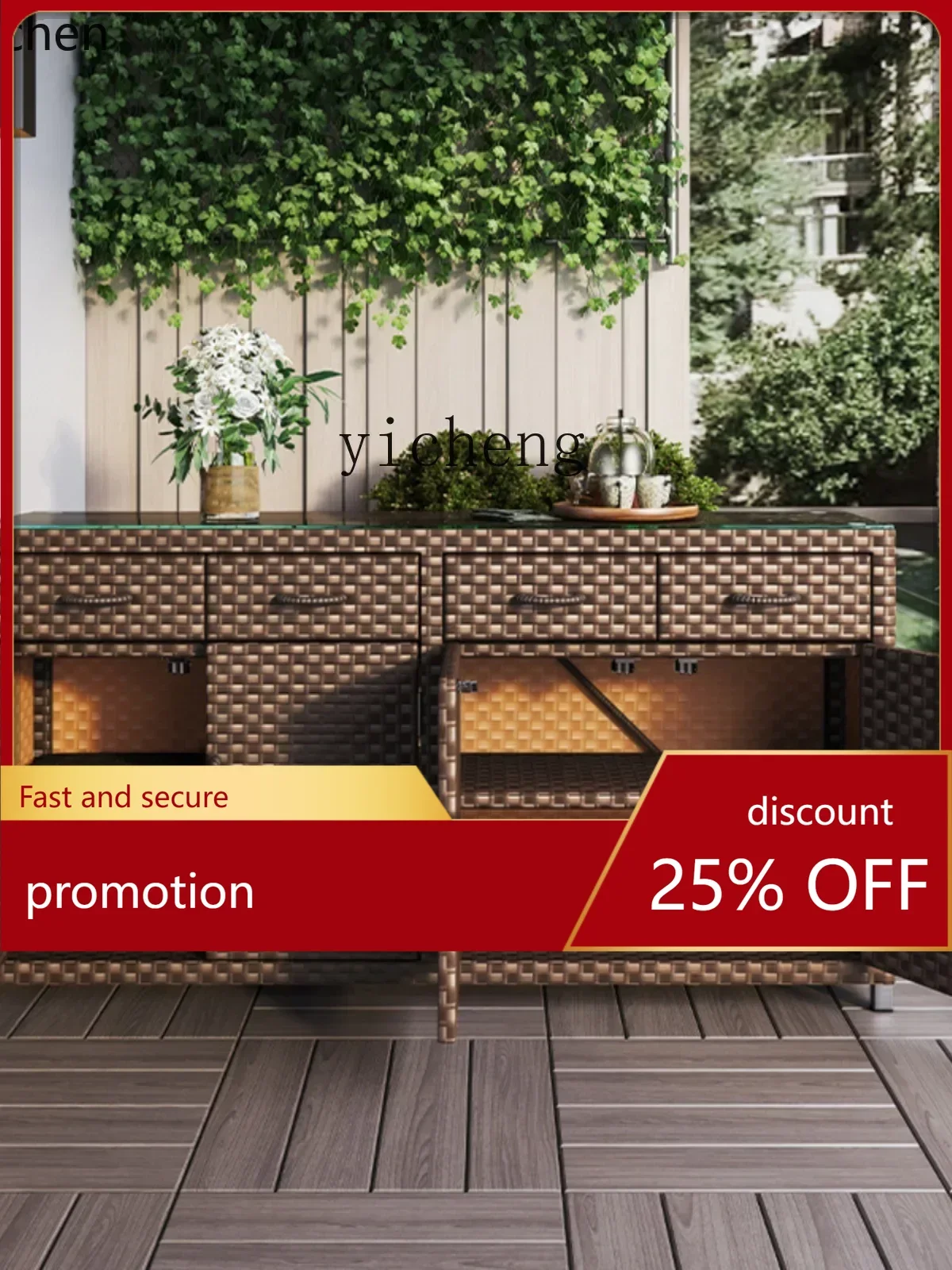 

ZMLoutdoor rattan locker waterproof shoe cabinet storage sundries large capacity restaurant storage cabinet