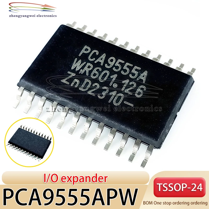 

5PCS PCA9555APW, 118 TSSOP-24 code PCA9555A PCA9555APW 16 bit I2C bus I/O extender port chip communication interface chip