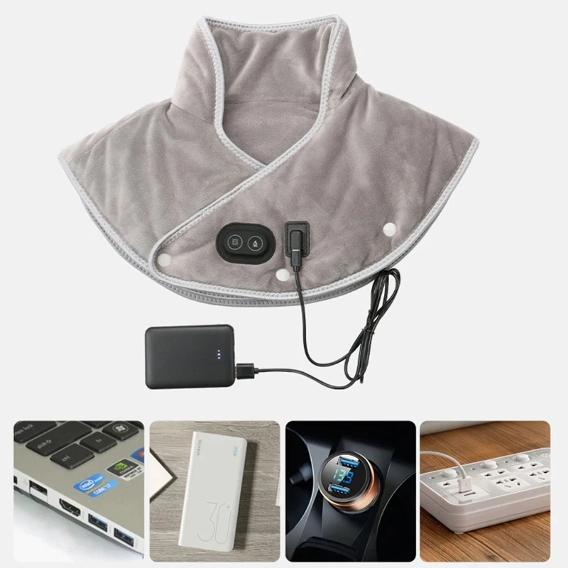 Electric Heating Shoulder Neck Pad Massager Three Gear Hot Compress Cervical Shawl Warmer USB for Shoulder Neck Back Relax Brace