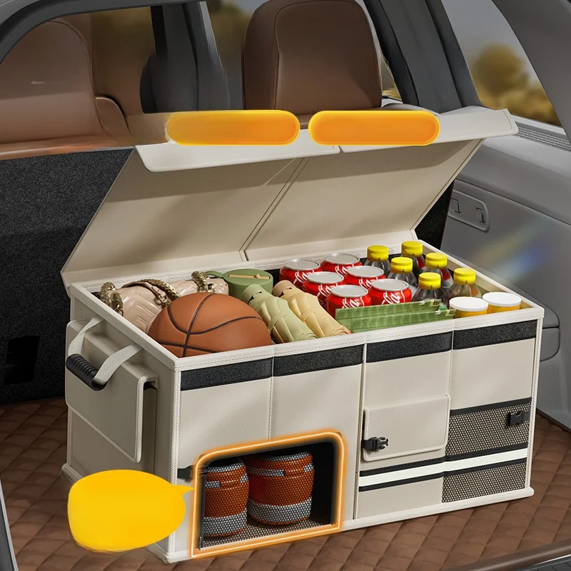 

Foldable Car Trunk Storage Box Auile Cargo Organizer Box Handheld Manual Switch Foldable Storage Box for Vehicle Use