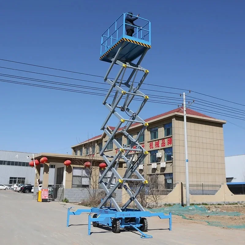 Electric Scissor Lift Self-propelled Hydraulic Scissor Lift Platform Table Mobile Aerial Lift Platform with 10m 12m 14m Lifting